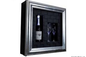 Frigo bar a parete "Champagne" nero cornice argento