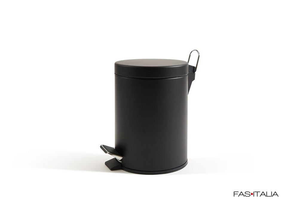 Pattumiera bagno 3 lt nero satinato Pattumiera nera compatta 3 lt con pedale