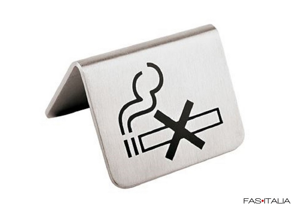 Targhetta in acciaio inox con simbolo divieto di fumo