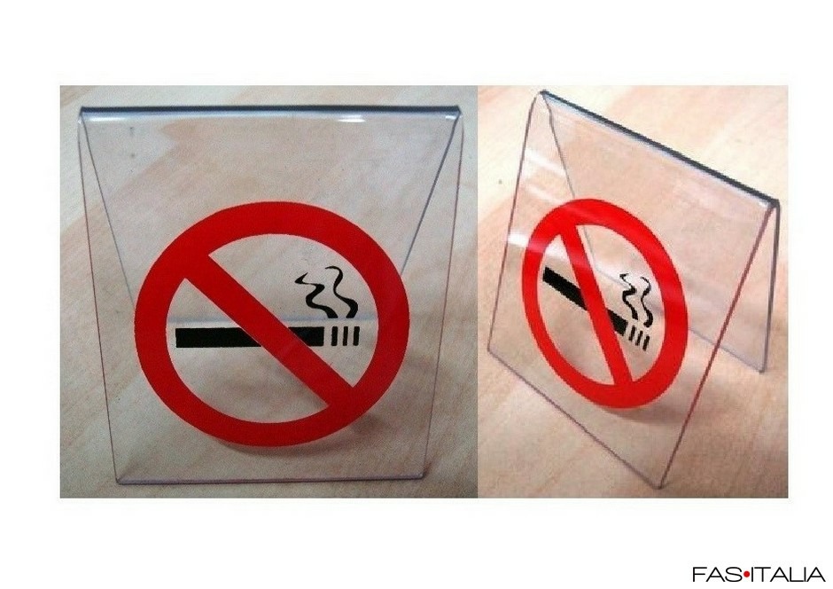 Cavalletto "non fumare" da tavolo in plexiglass