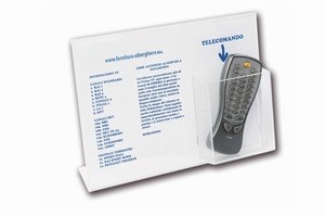 Porta depliant per hotel con tasca per telecomando