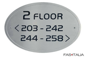 Targa segnaletica interna per Hotel in alluminio satinato