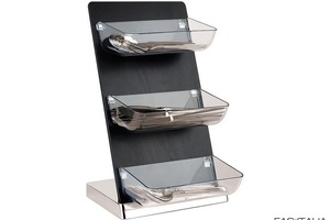 Multidistributore in legno con 3 vasche in acrilico