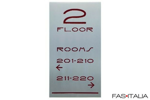 Targa segnaletica corridoio Hotel in alluminio satinato