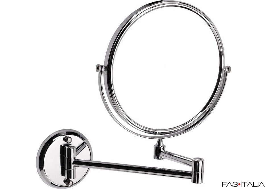 Specchio ingranditore 3x, in acciaio inox, realizzato in forma rotonda