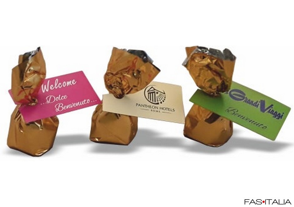 Pralina di cioccolato con fiocco personalizzabile