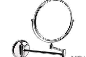 Specchio ingranditore 3x, in acciaio inox, realizzato in forma rotonda