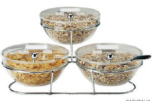 Espositore cromato per 3 ciotole di Ø 13 cm