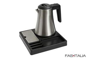 Vassoio con bollitore 0,8 lt acciaio Set bollitore completo con vassoio portabustine