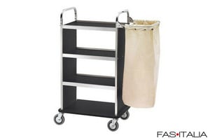 Carrello servizio inox con 1 sacco biancheria