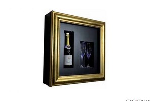 Frigobar a parete "Champagne" nero cornice dorata